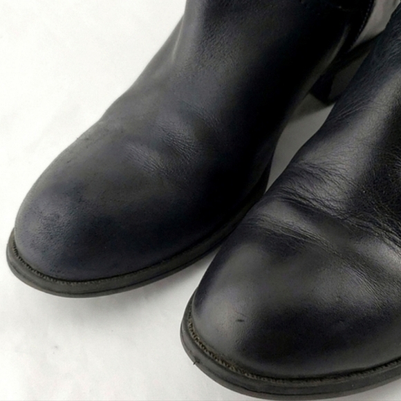 Ralph Lauren Mesi Black Leather Ankle Boots Dual Buckle Strap Almond Toe Size 6B - Picture 6 of 15